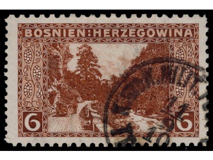 Rakousko - Bosna a Hercegovina 1906, Mi. 33, O 6 h, Řz 9:10:10:12