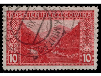 Rakousko - Bosna a Hercegovina 1906, Mi. 34, O 10 h, Řz 9:9:12:12
