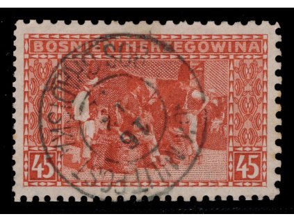 Rakousko - Bosna a Hercegovina 1906, Mi. 40, O 45 h, Řz 9:9:10:12, hezké razítko