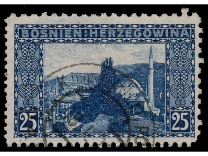 Rakousko - Bosna a Hercegovina 1906, Mi. 36, O 25 h, Řz 9:9:10:12, vada - sleva!