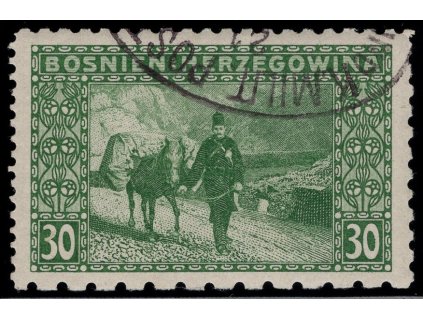 Rakousko - Bosna a Hercegovina 1906, Mi. 37, O 30 h, Řz 9:9:6:12