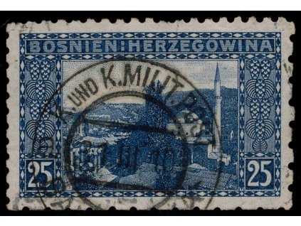 Rakousko - Bosna a Hercegovina 1906, Mi. 36, O 25 h, Řz 9:6:6:9, kz