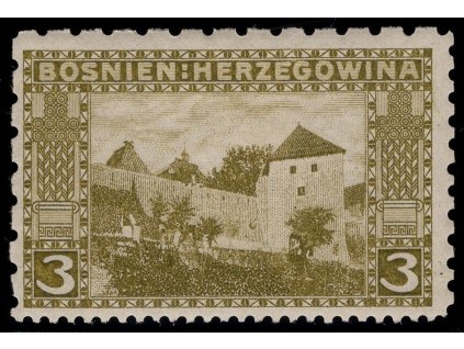 Rakousko - Bosna a Hercegovina 1906, Mi. 31, x 3 h, Řz 6:9:12:6, dvě nálepky