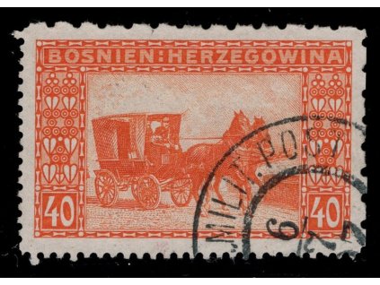 Rakousko - Bosna a Hercegovina 1906, Mi. 39, O 40 h, Řz 6:6:12:12