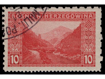 Rakousko - Bosna a Hercegovina 1906, Mi. 34, O 10 h, Řz 6:6:12:9