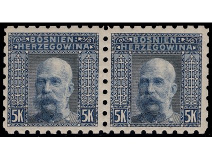 Rakousko - Bosna a Hercegovina 1906, Mi. 44, xx/x 5 K, Řz 6:6:6:6, 2-páska