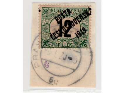 ČSR I 1919, Pof. 129, △ 12f PČ - černé číslo II. typ