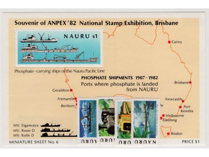 Nauru 1982, Mi. 254-7 + Bl. 6, xx Fosfáty