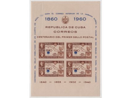 Kuba 1960, Mi. Bl. 17, xx A 100 let (dvl a dv)