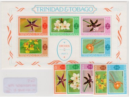 Trinidad a Tobago 1978, Mi. 367-71 + Bl. 23, xx Orchideje
