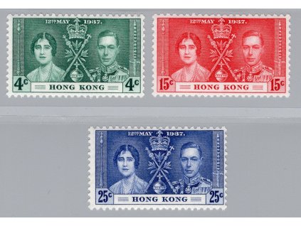 Čína - Hong Kong 1937, Mi. 136-8, x Korunovace