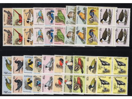 Austrálie 1978-80, Mi. 654…735, xx Ptáci (komplet!, 20 čtyřbloků, 2x lom)
