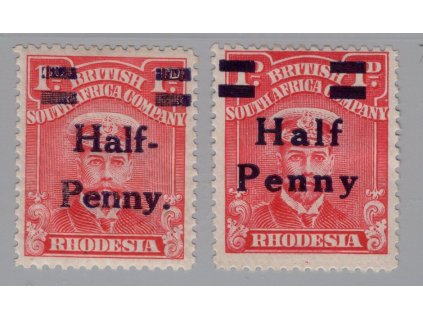 Rhodesie - Britská Jihoafrická společnost 1917, Mi. 138 I+II, x 1/2d / 1d