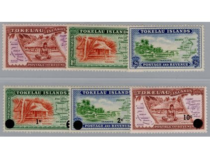 Tokelau 1948/67, Mi. 1-3 + 6-8, xx Krajinky