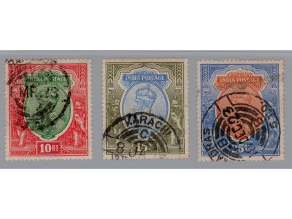 Indie 1911, Mi. 89-91, O 10-25R Jiří V.