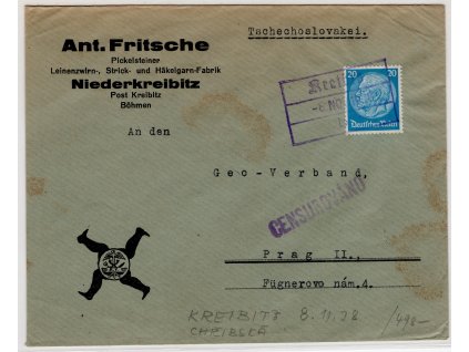 Sudety 1938, ⌧︎ Kreibitz - Chřibská