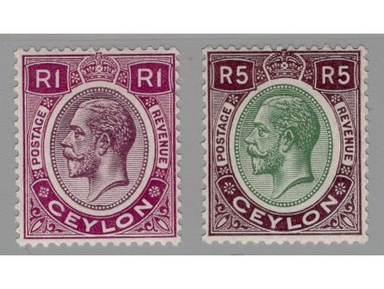 Cejlon 1927, Mi. 207+209, x 1 a 5R Jiří V.