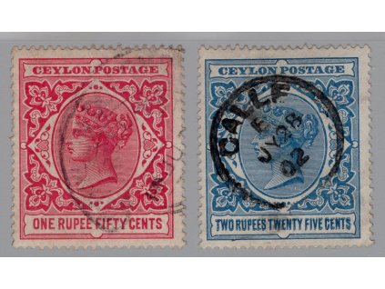 Cejlon 1893, Mi. 125-6, O 1,5 + 2,25R