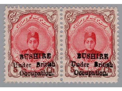 Britská okupace Bushire (Írán) 1915, Mi. 4, xx/x dvoupáska 5 Ch přetisk - více info v popisu níže