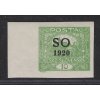 ČSR I SO 1920, Pof. SO 4, x 10 h zelená nezoubkovaná s okrajem, ZP 41/2, zajímavá tisková nahodilost - levá "příčka"