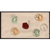 Rakousko 1867, Mi. U60 + 2x 35II + 2x 36II, CU 5 kr dofrankovaná zezadu 2+2+3+3 kr