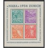 Švýcarsko 1934, Mi. Bl. 1 (271-4), x aršík NABA, těžší stopy po nálepkách