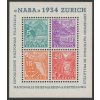Švýcarsko 1934, Mi. Bl. 1 (271-4), x aršík NABA, nepatrná stopa po nálepce
