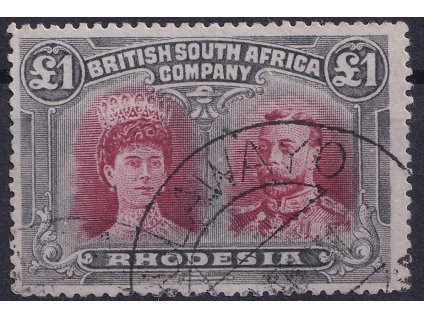 2208 rhodesia 1910 1 red black sg179 perf 15 3250