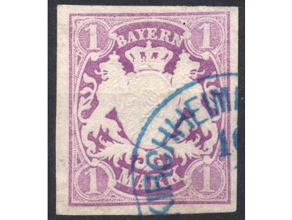 BAYERN Mi.Nr. 30 (KIRCHHEIMBOLANDEN) modré razítko!
