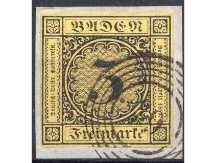 3591 baden c 2a 3 kreuzer 1851 vystrizek