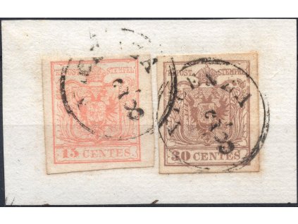 3936 rakousko lombardei und venetien mi 3 4 vystrizek s celym razitkem