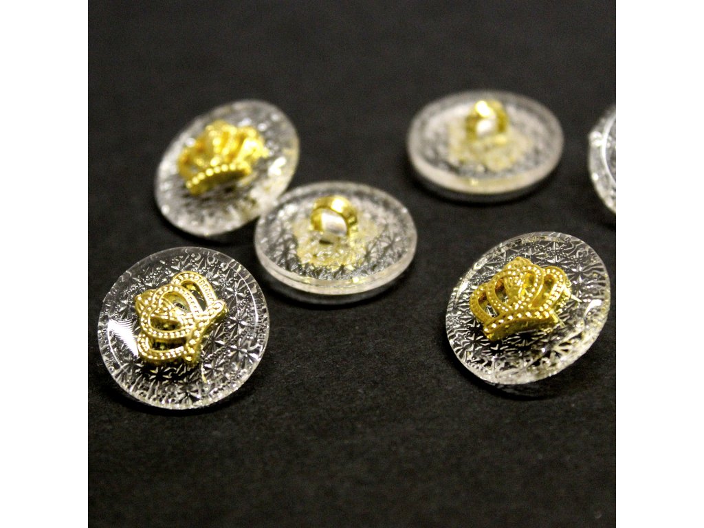 Plastový ozdobný knoflík korunka vel. 24" (15mm)