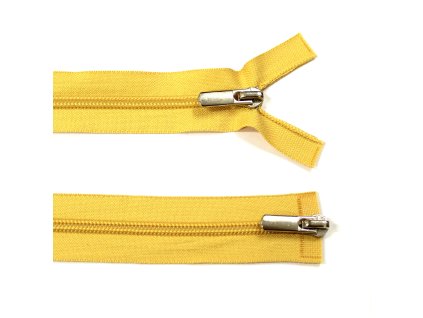 Spirálový zip no.5 rozepínací dvoucestný 120cm dvoucestný hořčicově žlutý