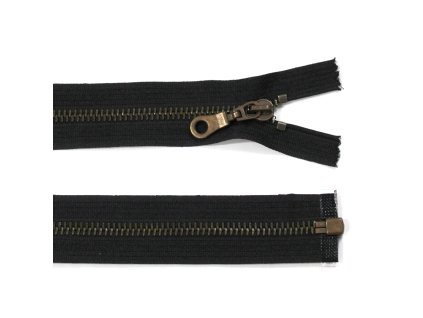Kovový zip no.5 rozepínací  85cm (staromosazné zoubky) - více barev