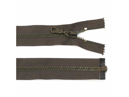 Kovový zip 6mm dělitelný  95cm staromosaz více barev