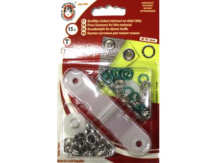 Druk ROLAND BABY 10mm zelená metalická knoflík stiskací na slabé látky bal. 15ks