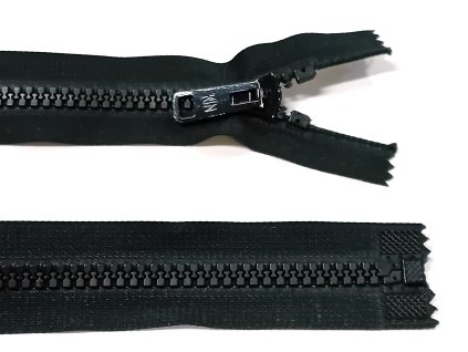 Zip kostěný 8mm dělitelný 65cm černý