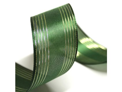 Plátnová stuha s metaloplastem 40mm 475402 - bílá, zelená