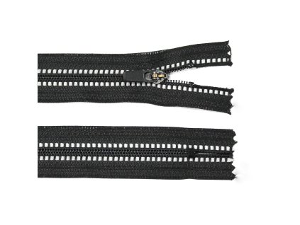 Spirálový zip no.3 nerozepínací 120cm černý s reflexním proužkem