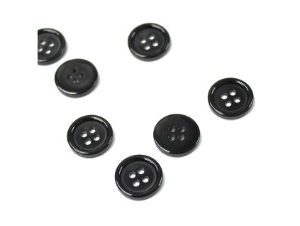 Knoflík čtyřdírkový 657200 15mm černý košilový