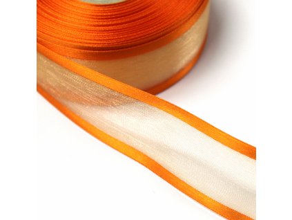 Stuha atlasová s monofilem 40mm 408404 oranžová