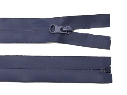 Voděodolný zip 80cm rozepínací tmavě modrý bundový