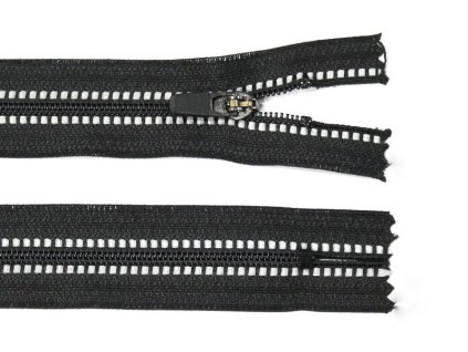 Spirálový zip no.3 nerozepínací  20cm černý s reflexním proužkem