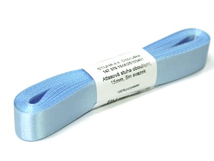 Stuha atlasová 15mm 5m oboulícní 401 světle modrá