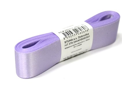 Stuha atlasová 24mm 5m oboulícní 501 světle fialová