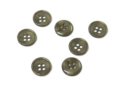 Knoflík 15mm čtyřdírkový khaki žíhaný 08702