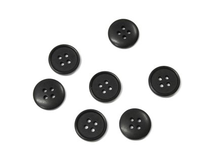Knoflík čtyřdírkový matný U-5691 15mm černý vel. 24"