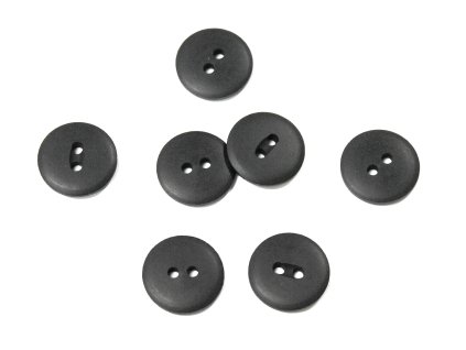 Knoflík 17mm dvoudírkový matný černý vel. 28"