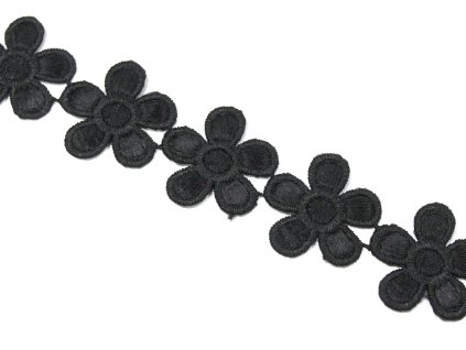 Prýmka květiny v metráži 35mm 719504 černá