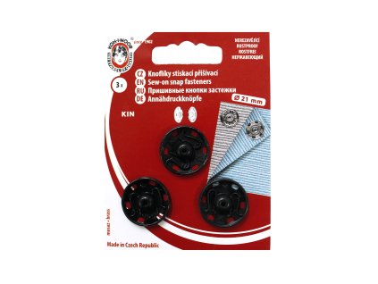 Kovová patentka 21mm černá 3ks vel. 8